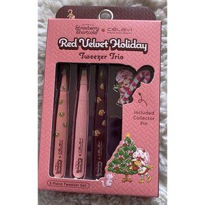 3 Pack Strawberry Shortcake Celavi Tweezers Set Red Velvet Holiday W/Pin NEW